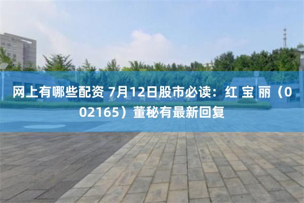 网上有哪些配资 7月12日股市必读：红 宝 丽（002165）董秘有最新回复