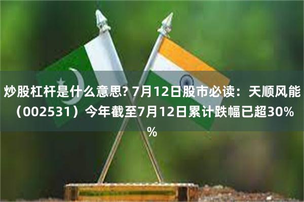 炒股杠杆是什么意思? 7月12日股市必读：天顺风能（002531）今年截至7月12日累计跌幅已超30%