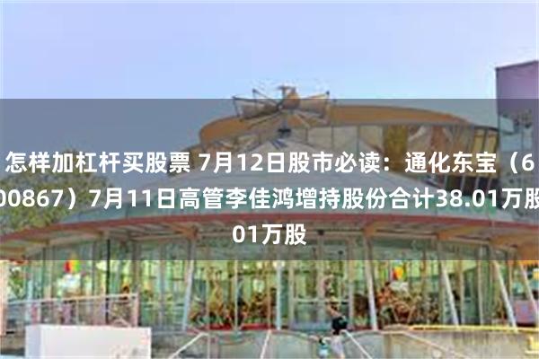 怎样加杠杆买股票 7月12日股市必读：通化东宝（600867）7月11日高管李佳鸿增持股份合计38.01万股