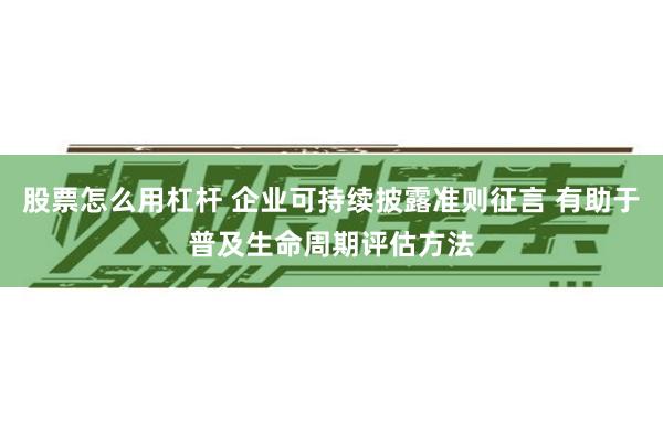 股票怎么用杠杆 企业可持续披露准则征言 有助于普及生命周期评估方法