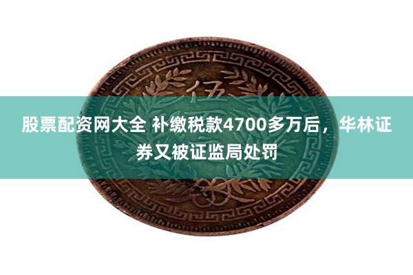 股票配资网大全 补缴税款4700多万后，华林证券又被证监局处罚