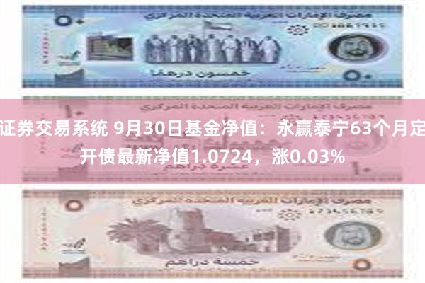 证券交易系统 9月30日基金净值：永赢泰宁63个月定开债最新净值1.0724，涨0.03%